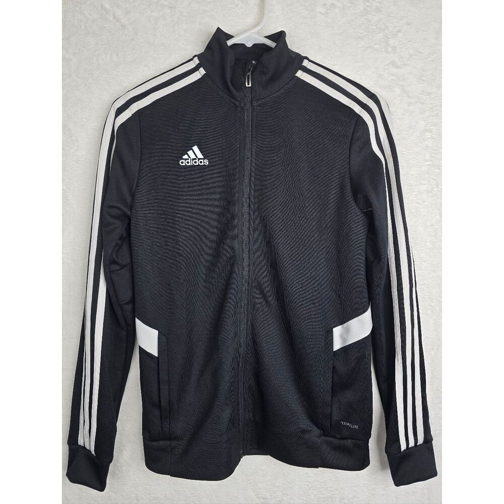 Adidas Climalite Black Track Jacket XS Full Zip 3 Stripe Athletic